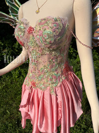Sweet Pea hand dyed beaded Lace Fairy Gown AS IS