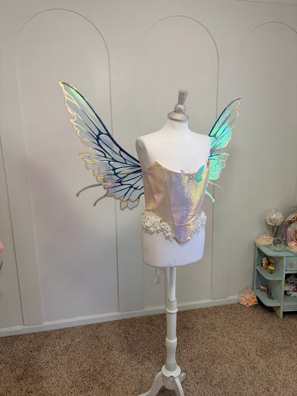Celestial gold and Blue Large size Butterfly iridescent fairy wings