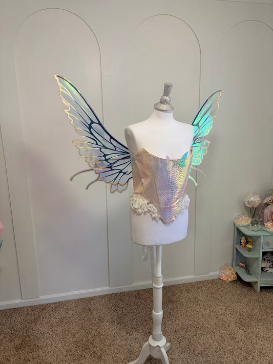 Celestial gold and Blue Large size Butterfly iridescent fairy wings