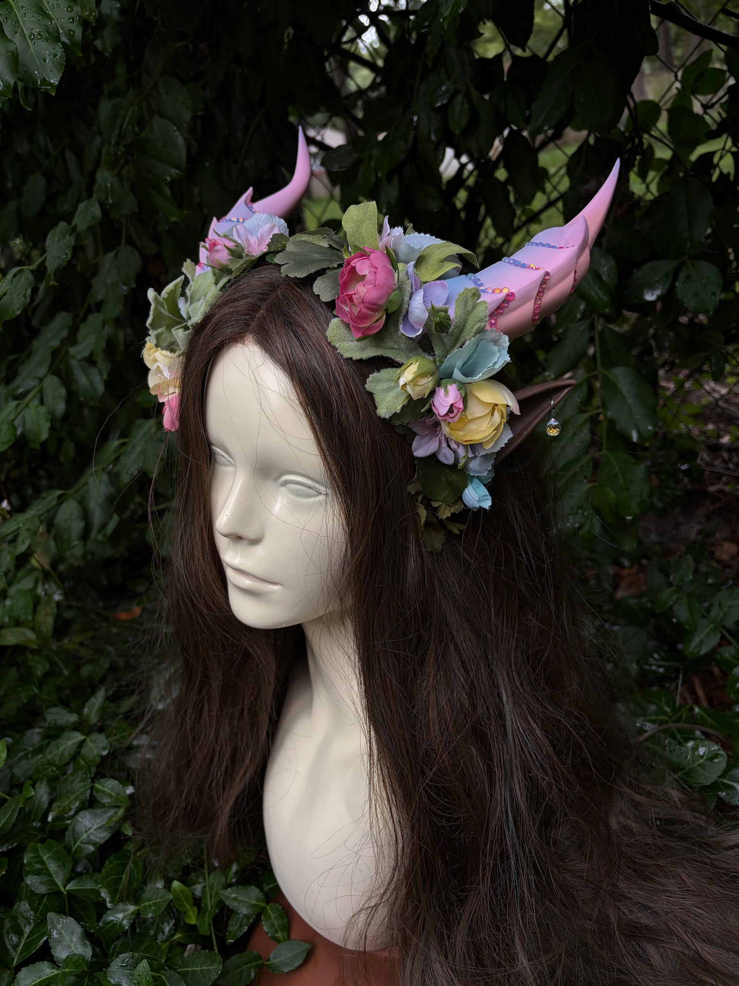 Pink candy color  Headpiece with horns and ears