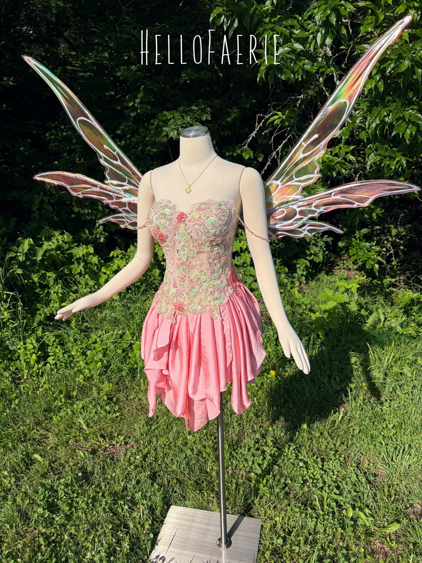 Sweet Pea hand dyed beaded Lace Fairy Gown AS IS