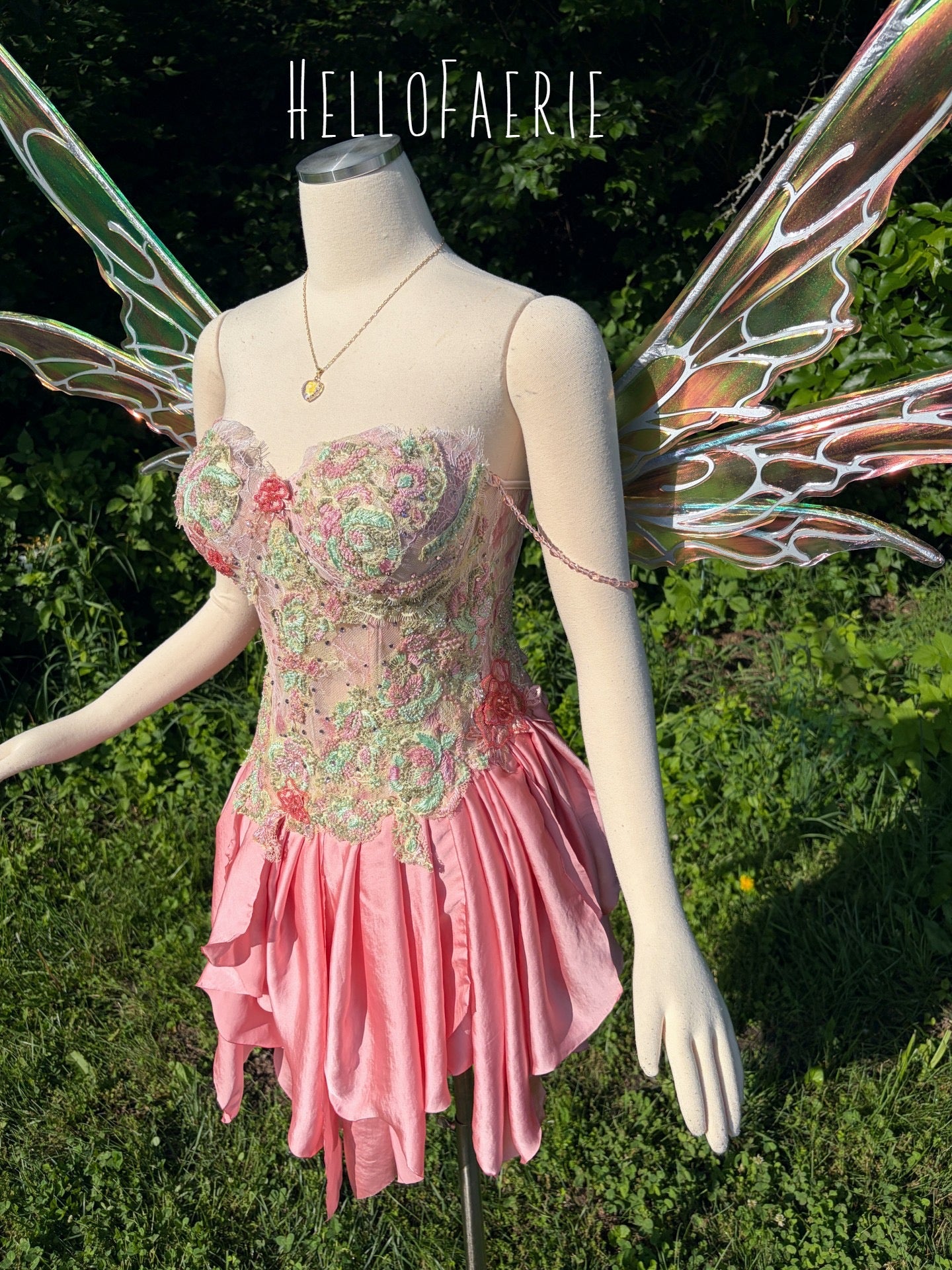 Sweet Pea hand dyed beaded Lace Fairy Gown AS IS