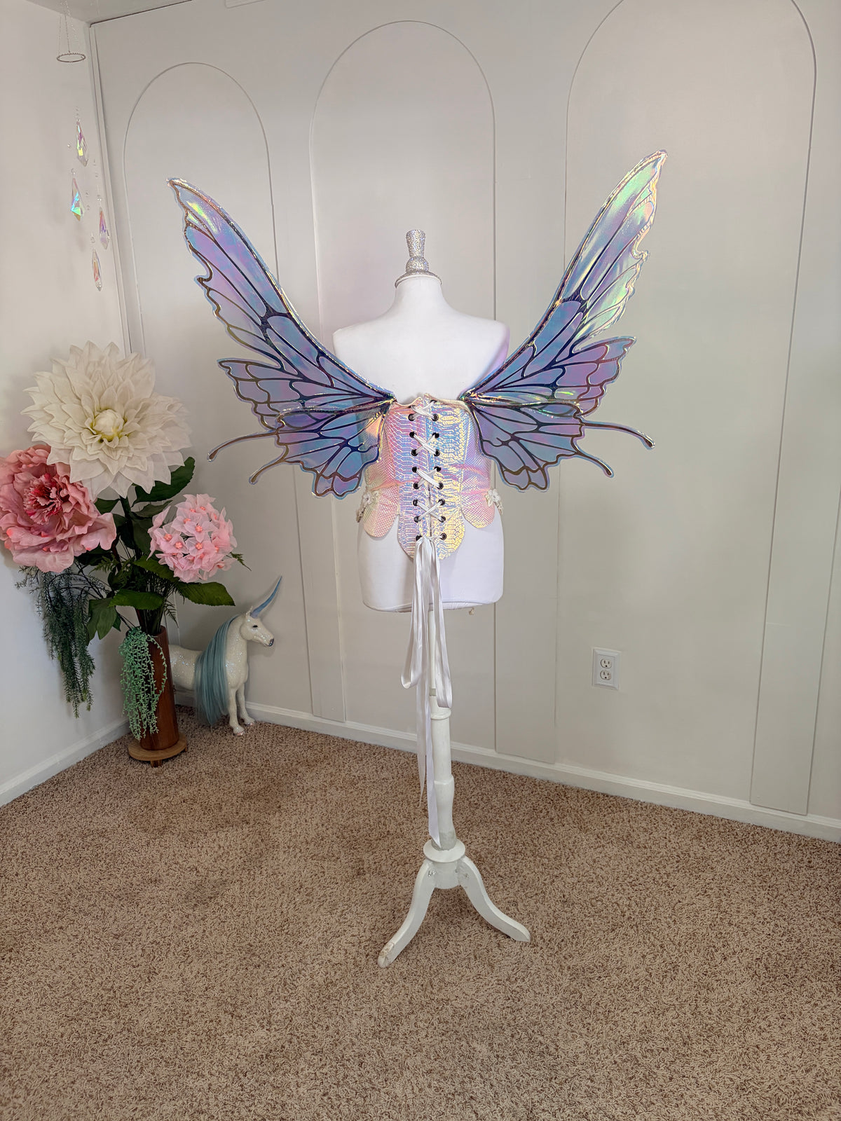 Celestial gold and Blue Large size Butterfly iridescent fairy wings