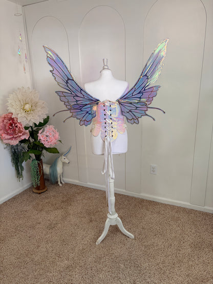 Celestial gold and Blue Large size Butterfly iridescent fairy wings