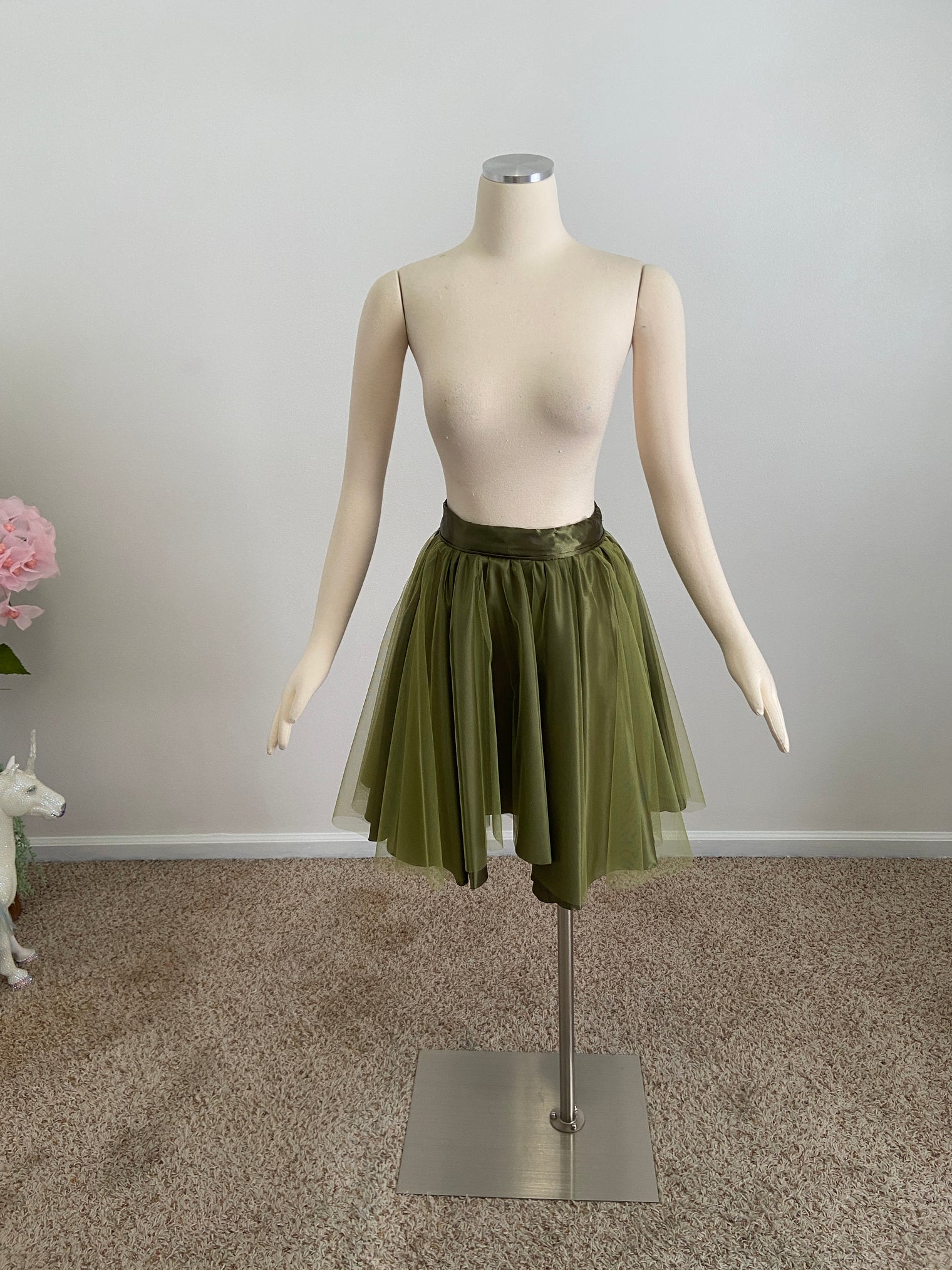 Sample Sale ~Green Tulle and Satin Skirt UNFINISHED