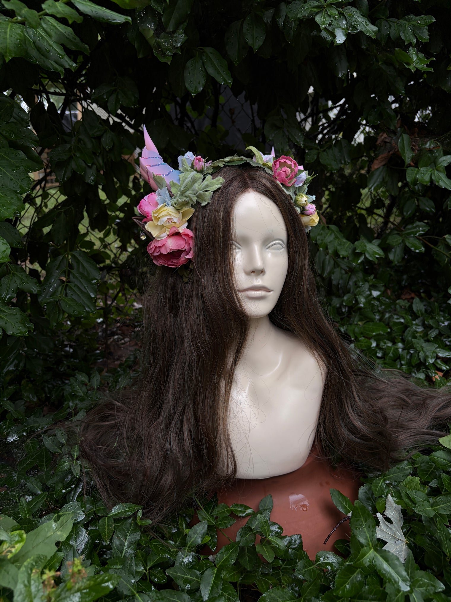 Pink candy color  Headpiece with horns and ears