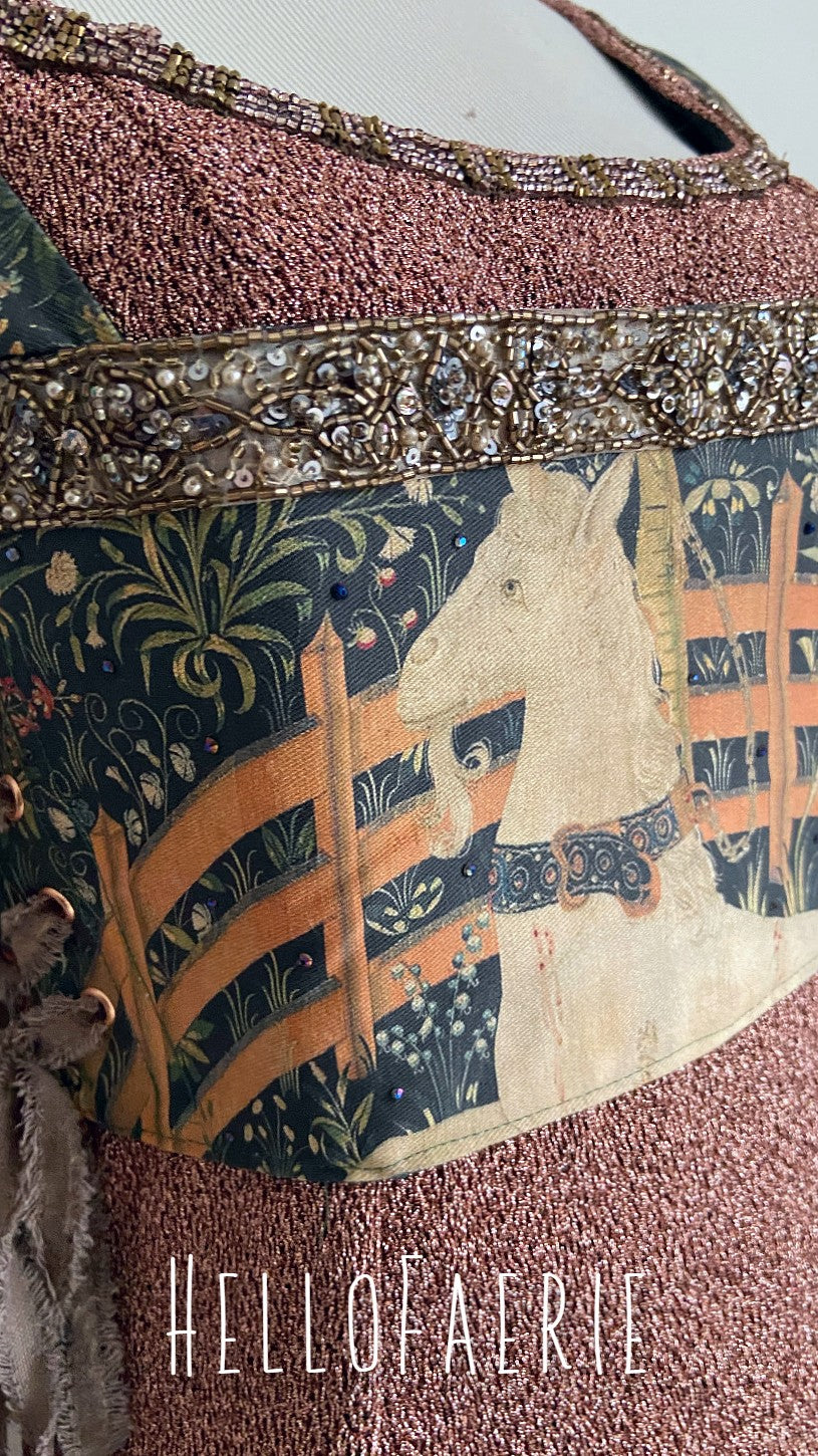 Unicorn Tapestry Cropped Embellished Bodice