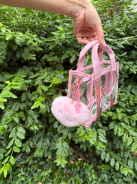 Pink Rhinestone Clear Fairy Purse