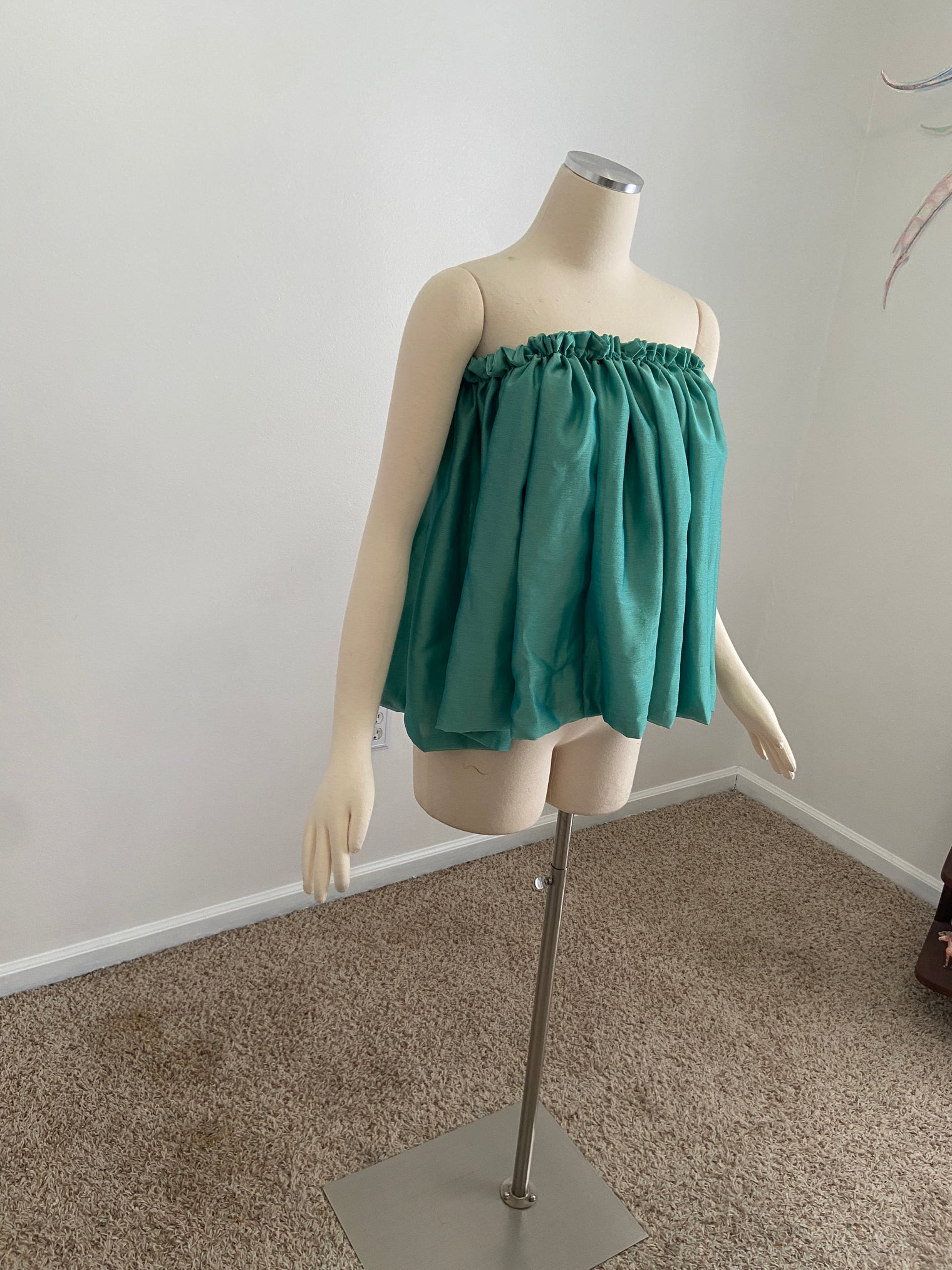 Sample Sale ~Aqua Silk Chiffon Iridescent bubble skirt