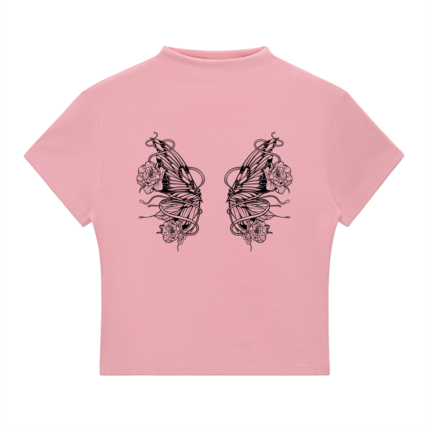 2026 HelloFaerie Mock Neck Ribbed Ribbon Top