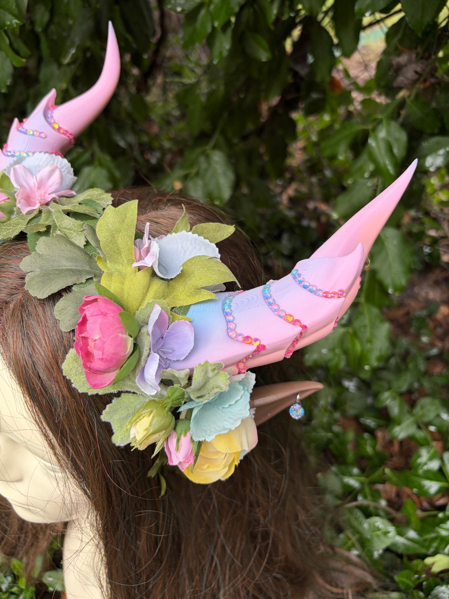 Pink candy color  Headpiece with horns and ears