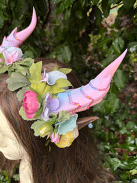 Pink candy color  Headpiece with horns and ears