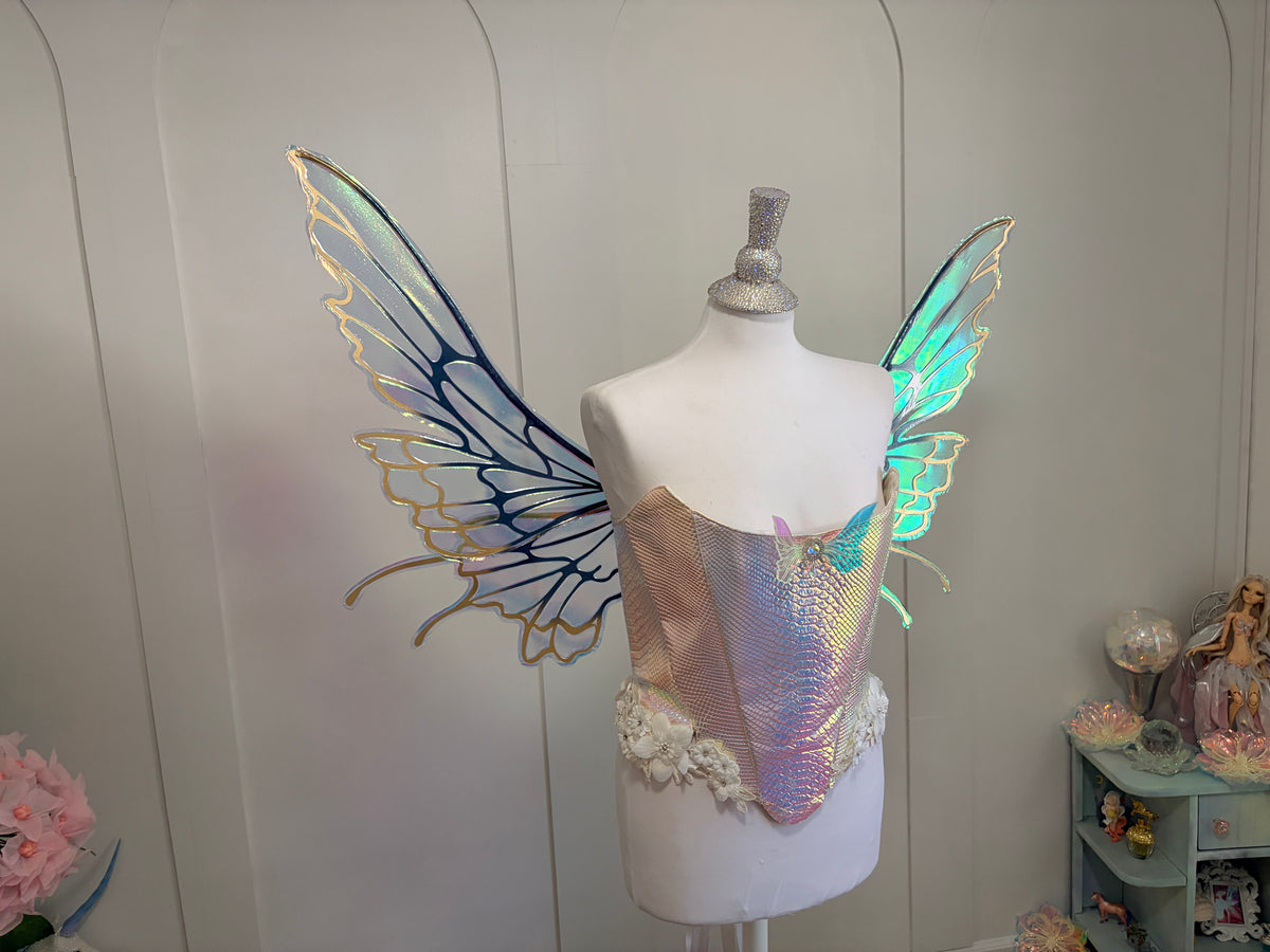 Celestial gold and Blue Large size Butterfly iridescent fairy wings
