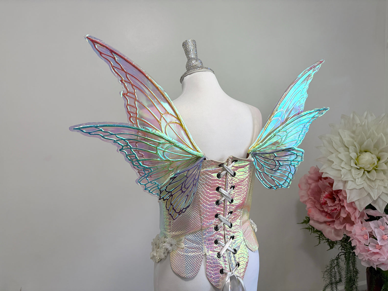 One of a kind rainbow Althea Butterfly iridescent fairy wings