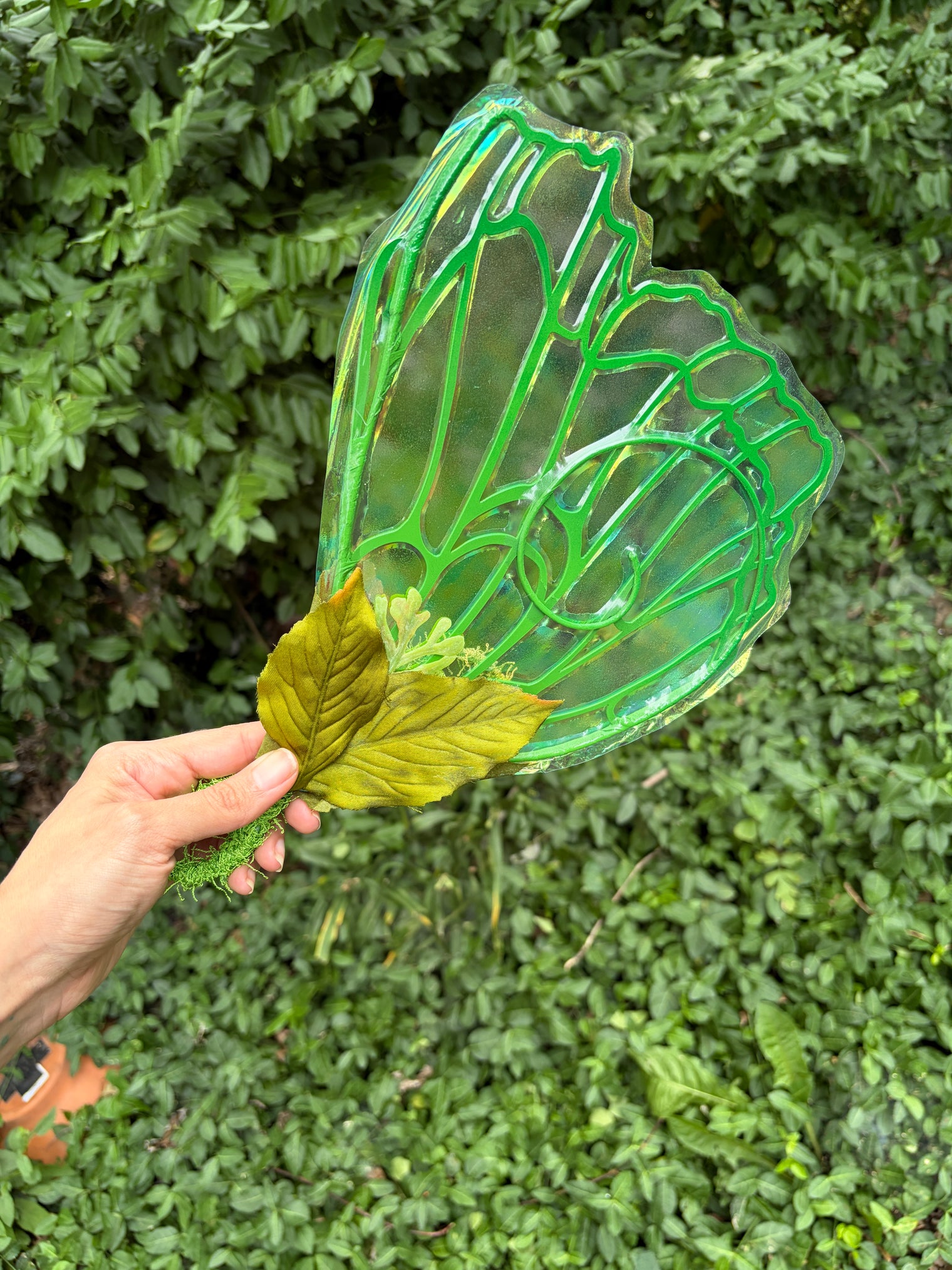 Bright green fairy wing Hand Fan