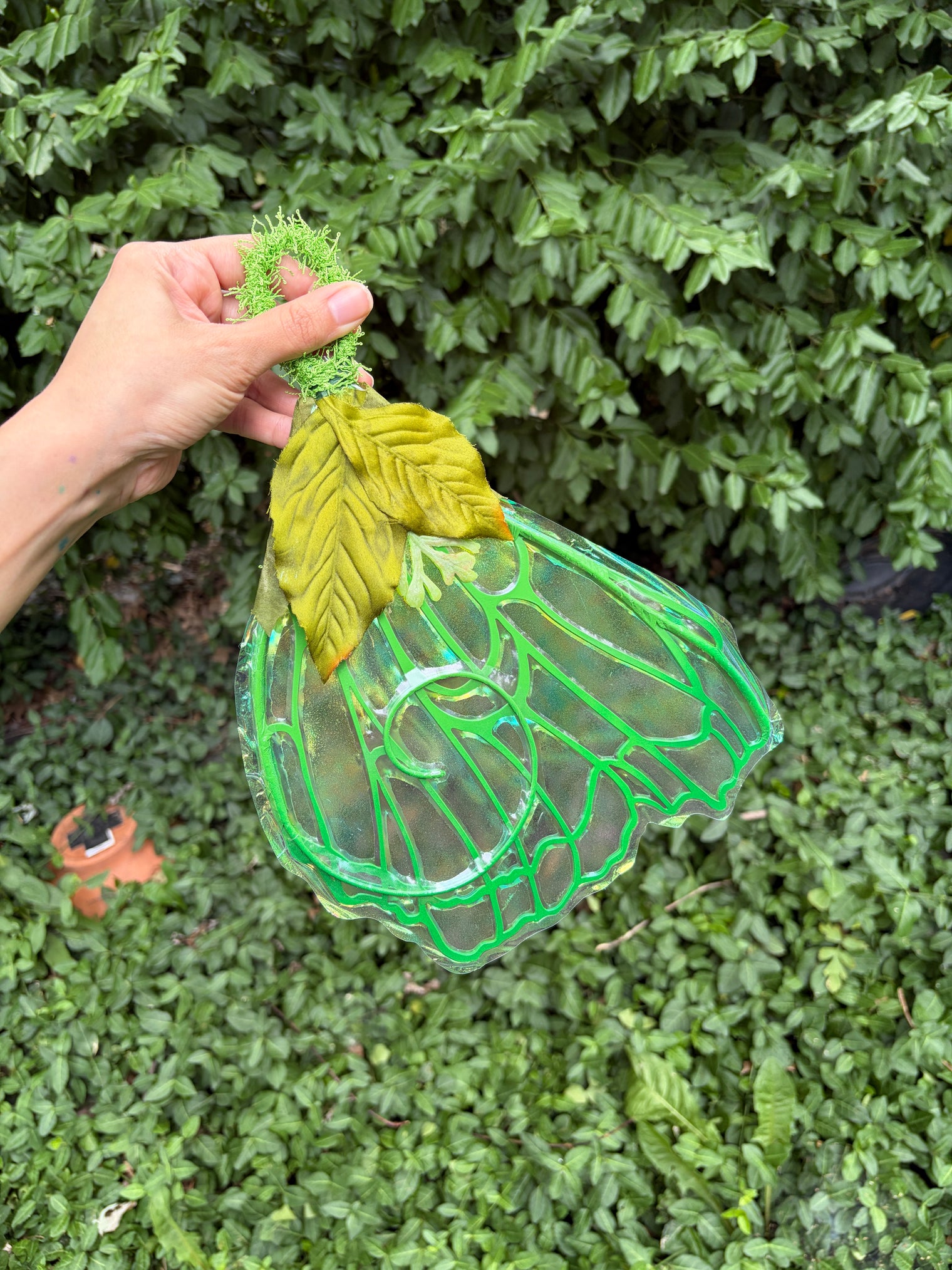 Bright green fairy wing Hand Fan