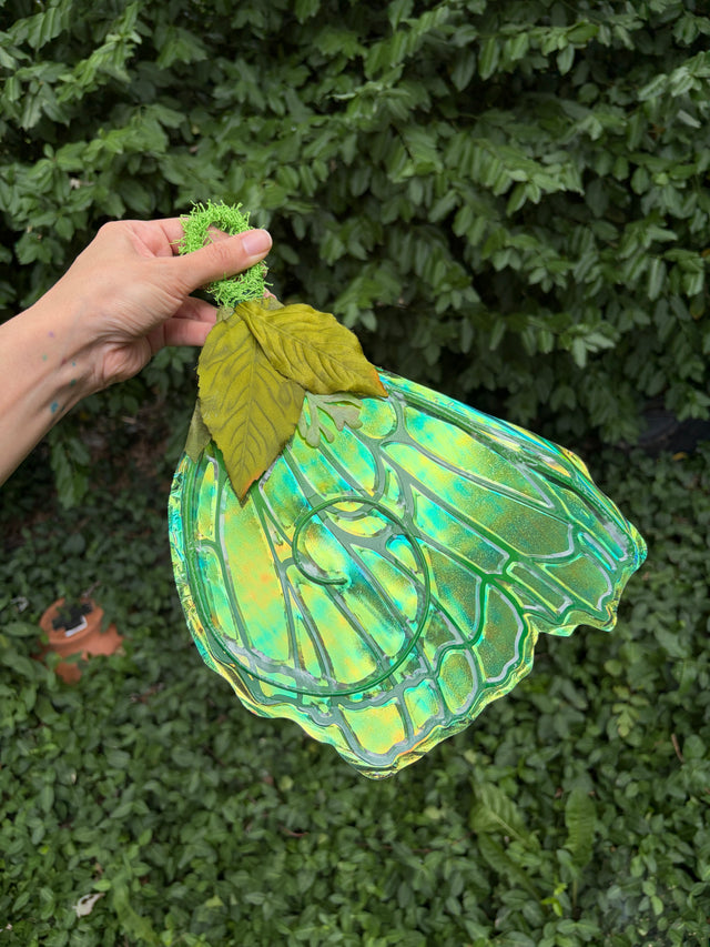 Bright green fairy wing Hand Fan
