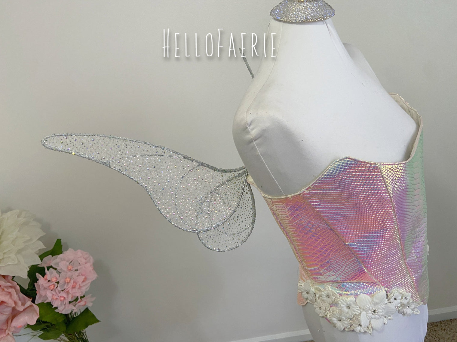 AB Crystal Rhinestone Tinkerbell Full Wire Fairy Wings