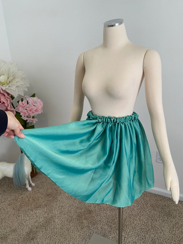 Sample Sale ~Aqua Silk Chiffon Iridescent bubble skirt