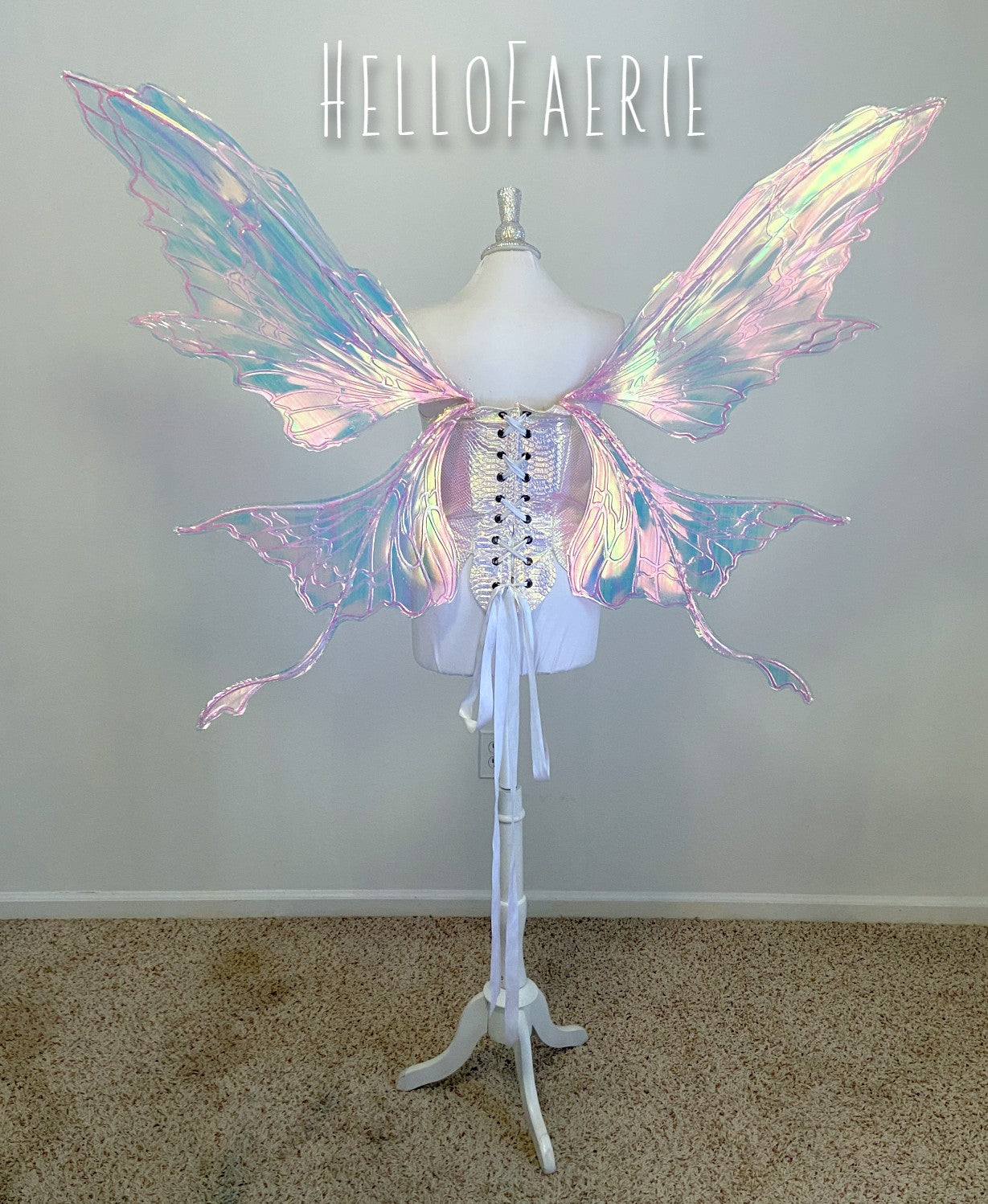 Monster size Pink Malibu Iridescent Fairy Wings