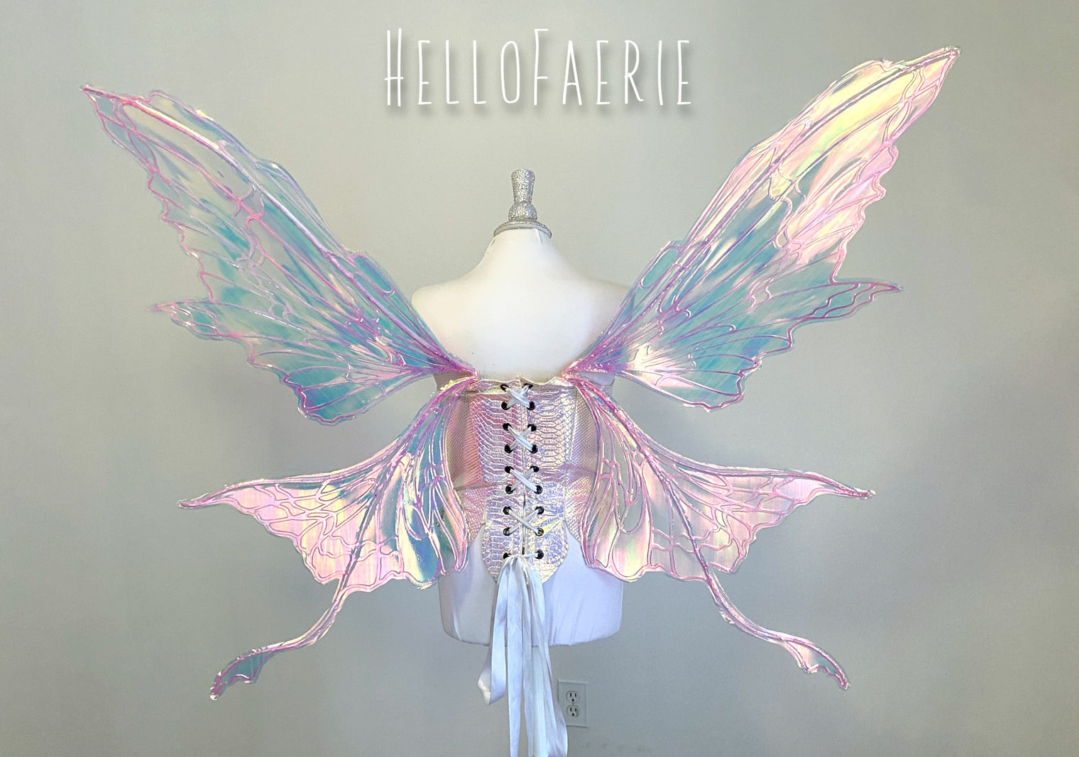Monster size Pink Malibu Iridescent Fairy Wings