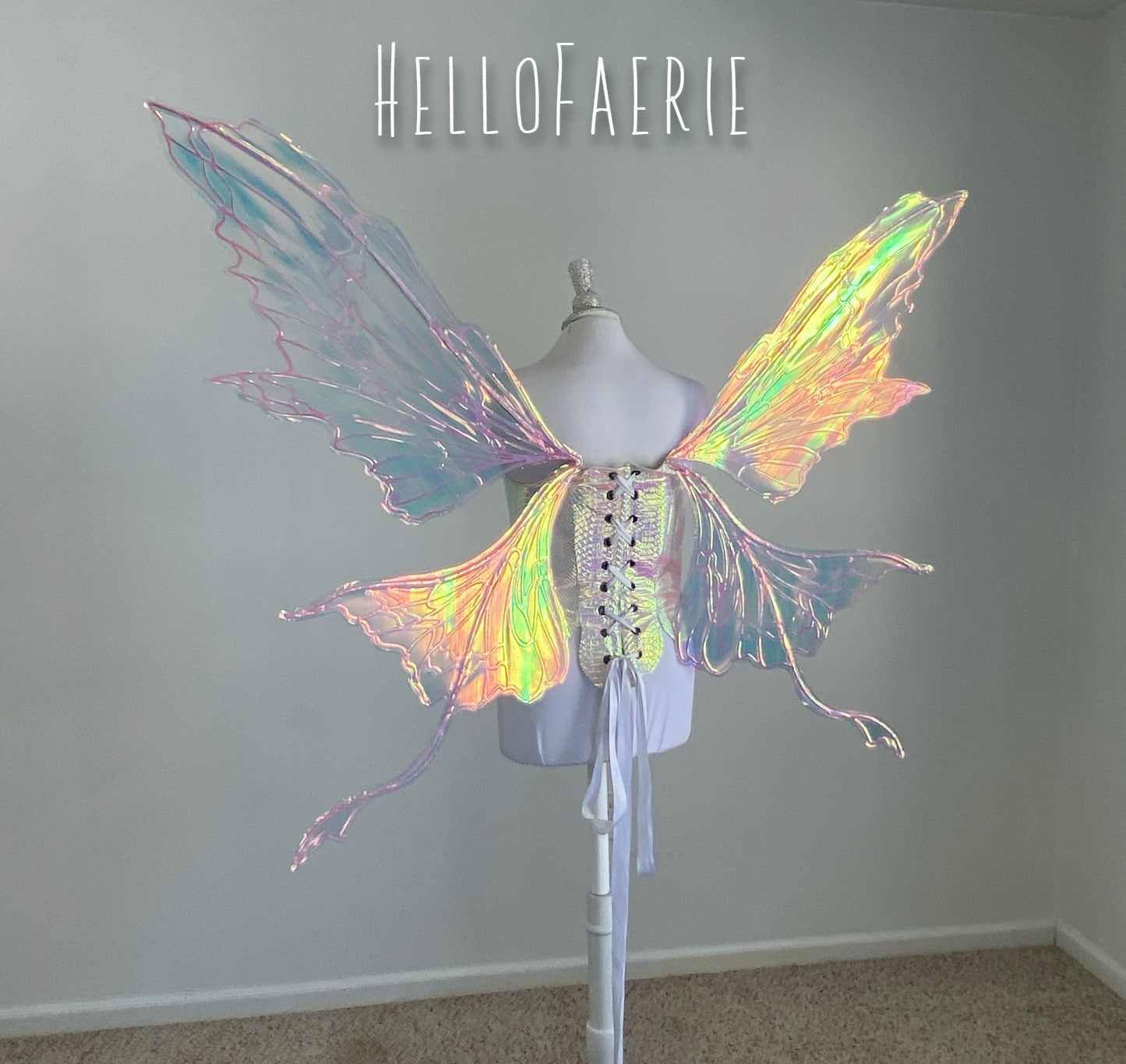 Monster size Pink Malibu Iridescent Fairy Wings