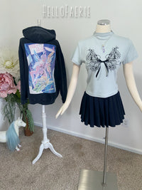 2026 HelloFaerie Mock Neck Ribbed Ribbon Top