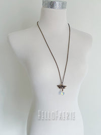 Brass Fairy and Swarovski Crystal Necklace