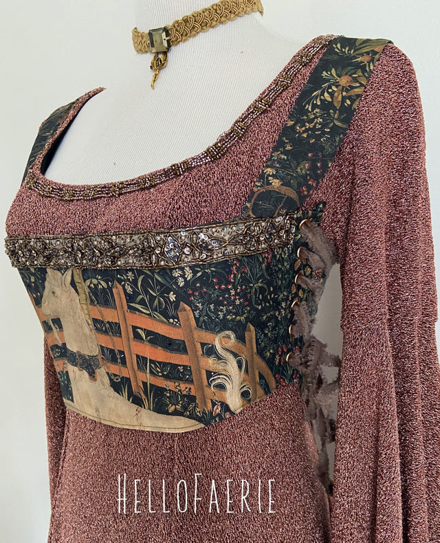 Unicorn Tapestry Cropped Embellished Bodice