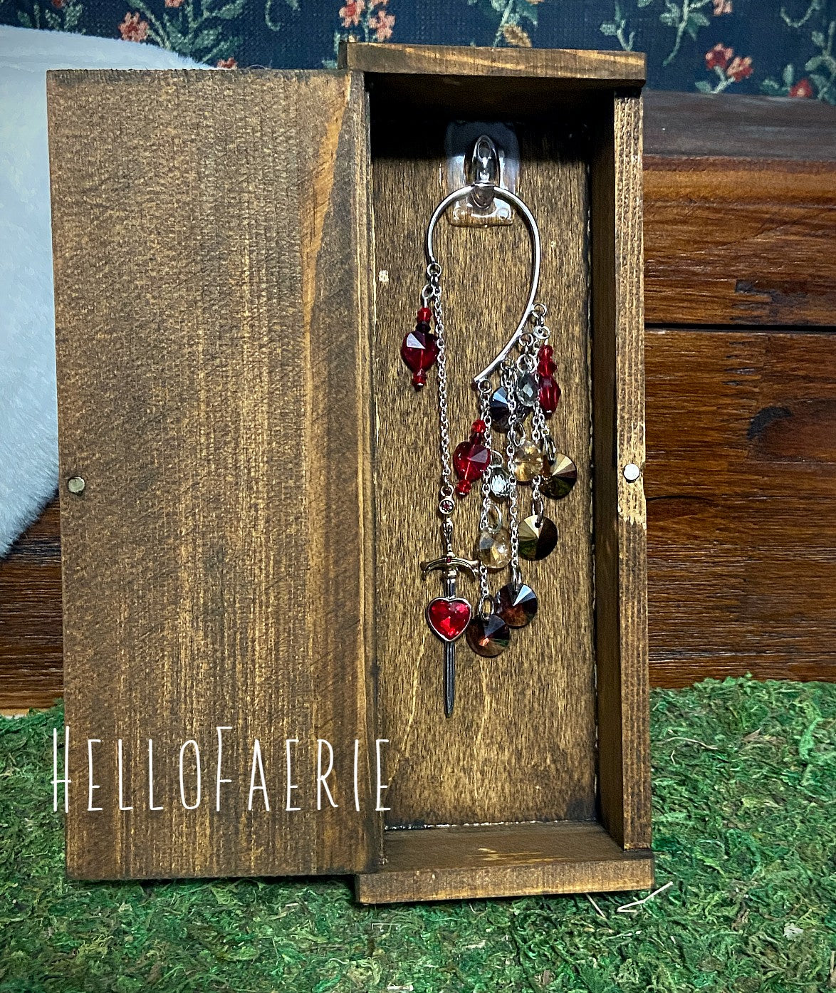 Sword and Heart Crystal ear cuff