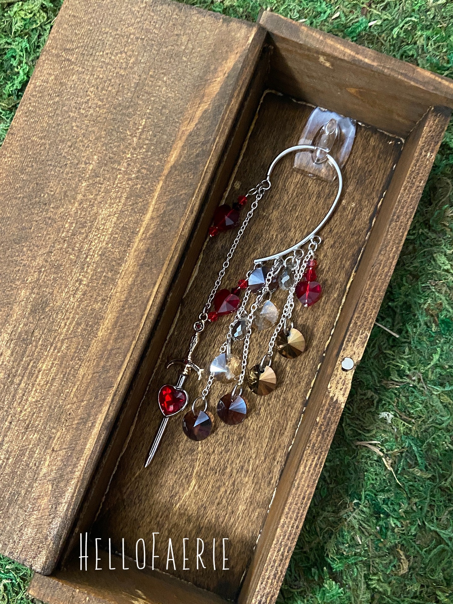 Sword and Heart Crystal ear cuff