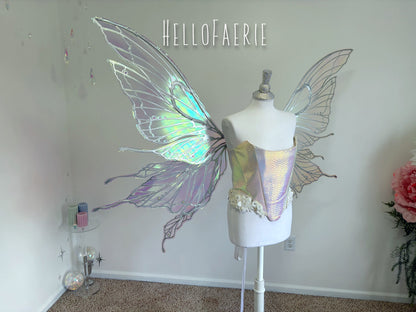 MTO Silver Monster size Crystal Rhinestone Joy Iridescent Fairy Wings