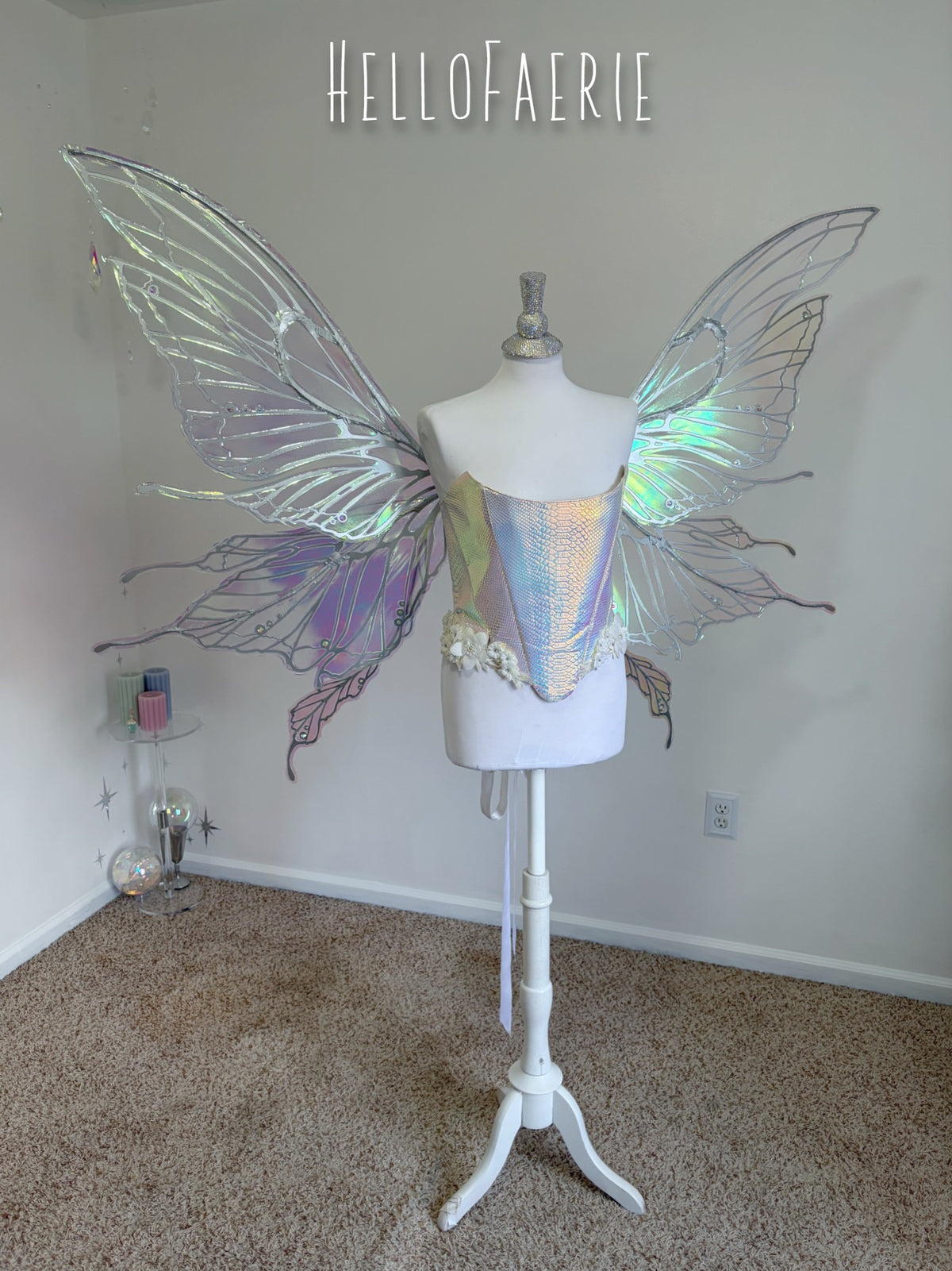 MTO Silver Monster size Crystal Rhinestone Joy Iridescent Fairy Wings