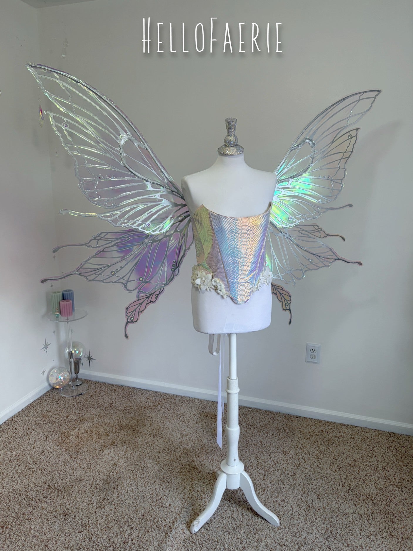 Silver Monster size Crystal Rhinestone Joy Iridescent Fairy Wings