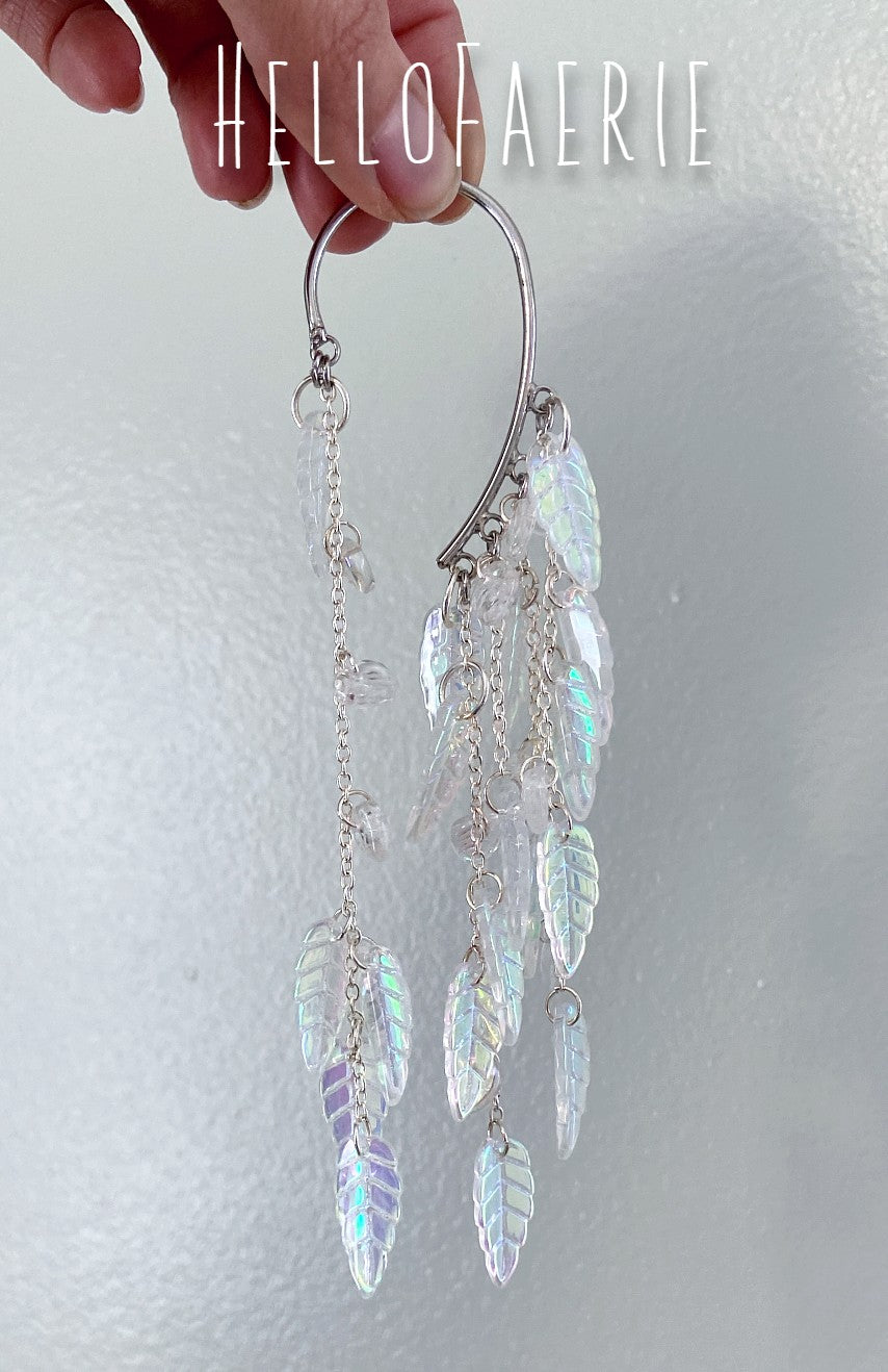 Fairy Ear Cuff With AB glass leaves