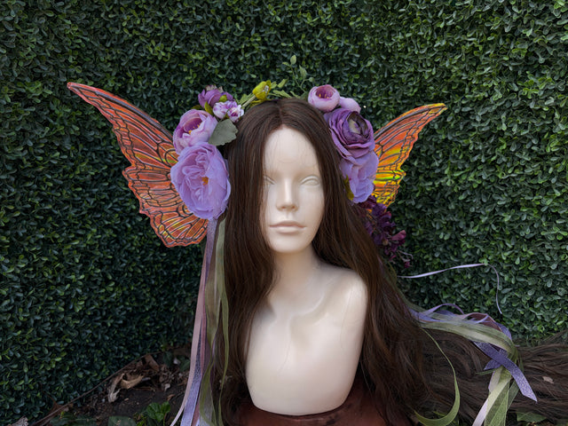 Perfectly Purple Floral Headpiece with iridescent wings