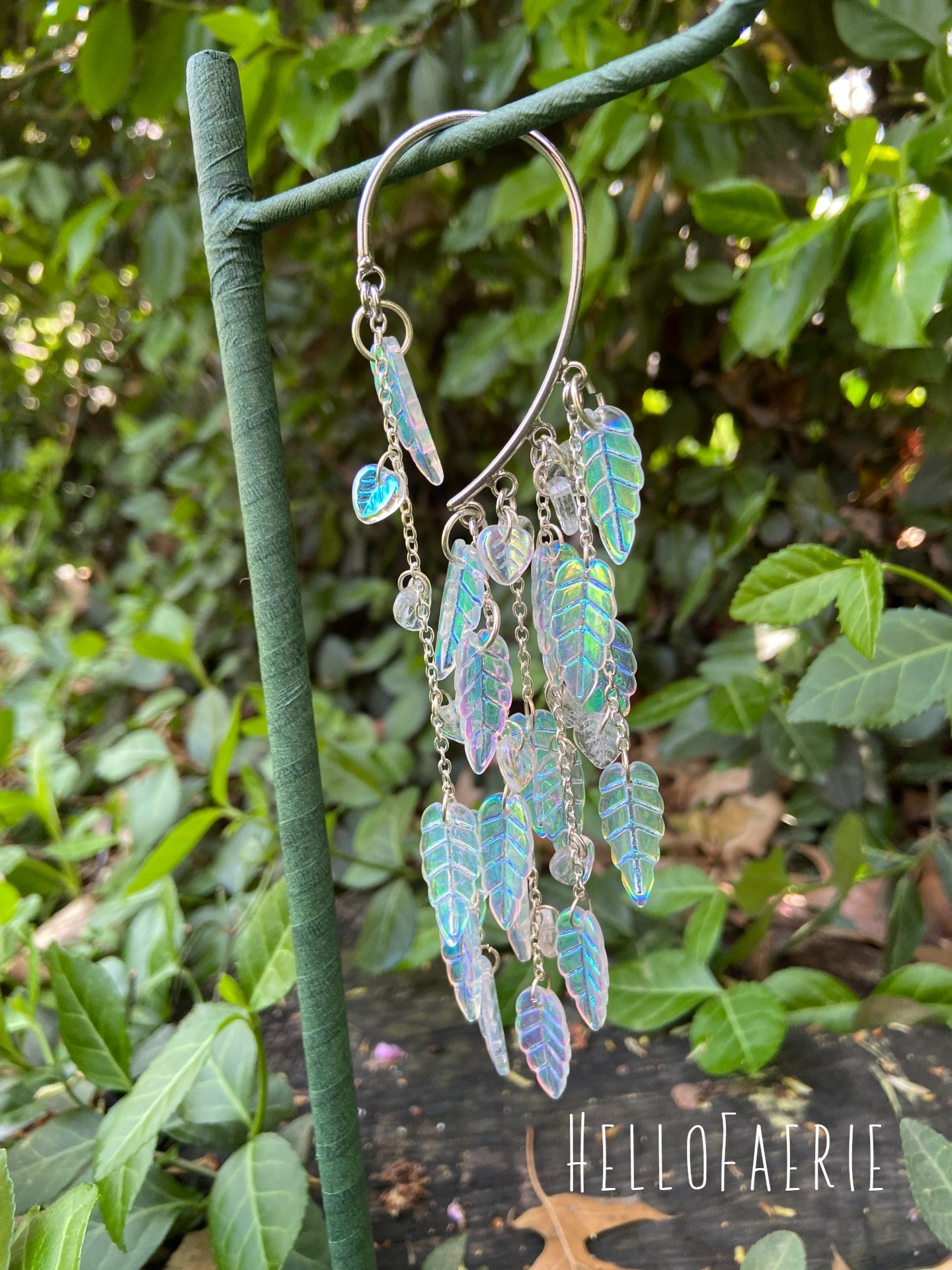 Fairy Ear Cuff With AB glass leaves
