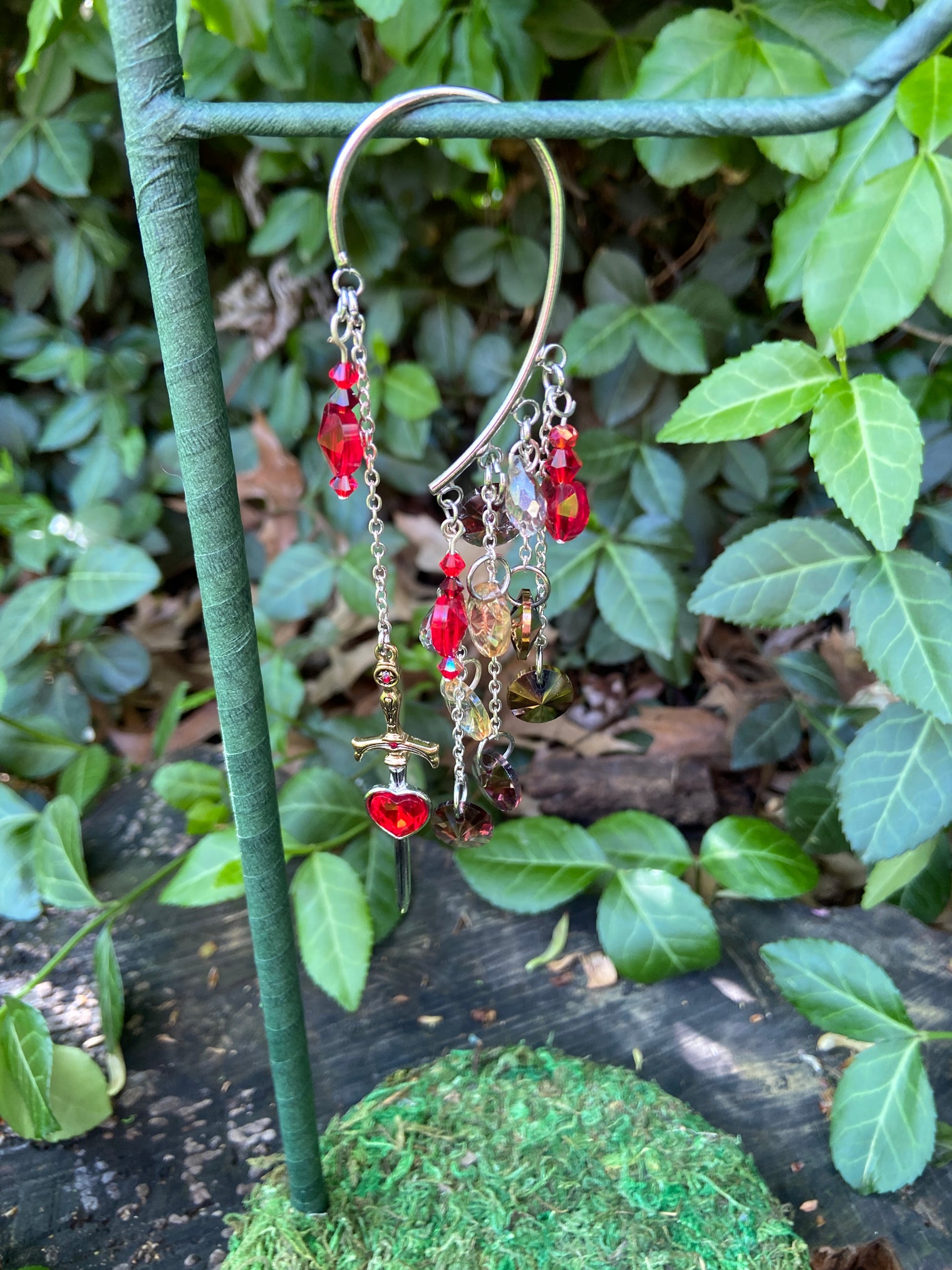 Sword and Heart Crystal ear cuff