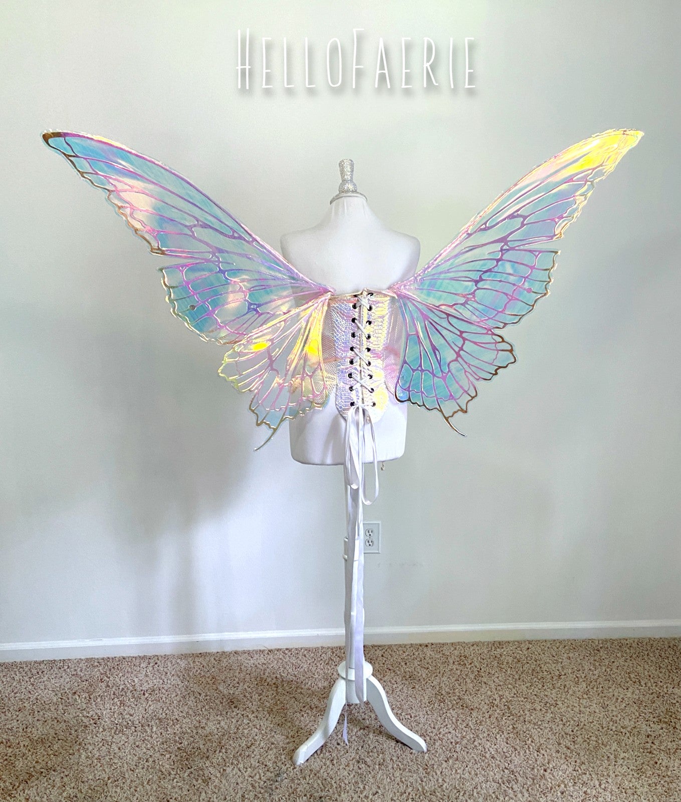 Giant Pink and Gold Stella Iridescent Fairy Wings