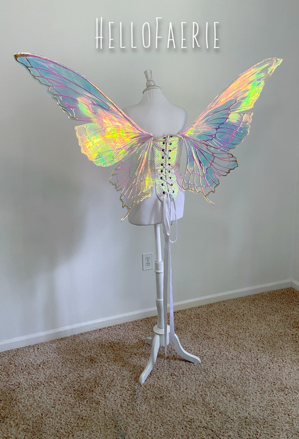 Giant Pink and Gold Stella Iridescent Fairy Wings