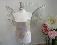 Green and gold Malibu Medium size iridescent fairy wings