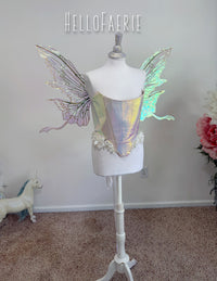 Green and gold Malibu Medium size iridescent fairy wings