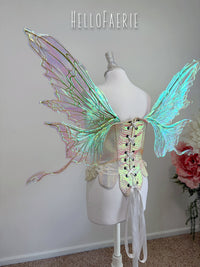 Green and gold Malibu Medium size iridescent fairy wings