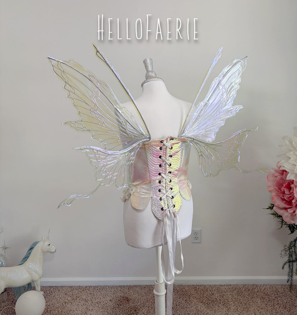 Iced Lilac Malibu Medium size iridescent fairy wings RTS