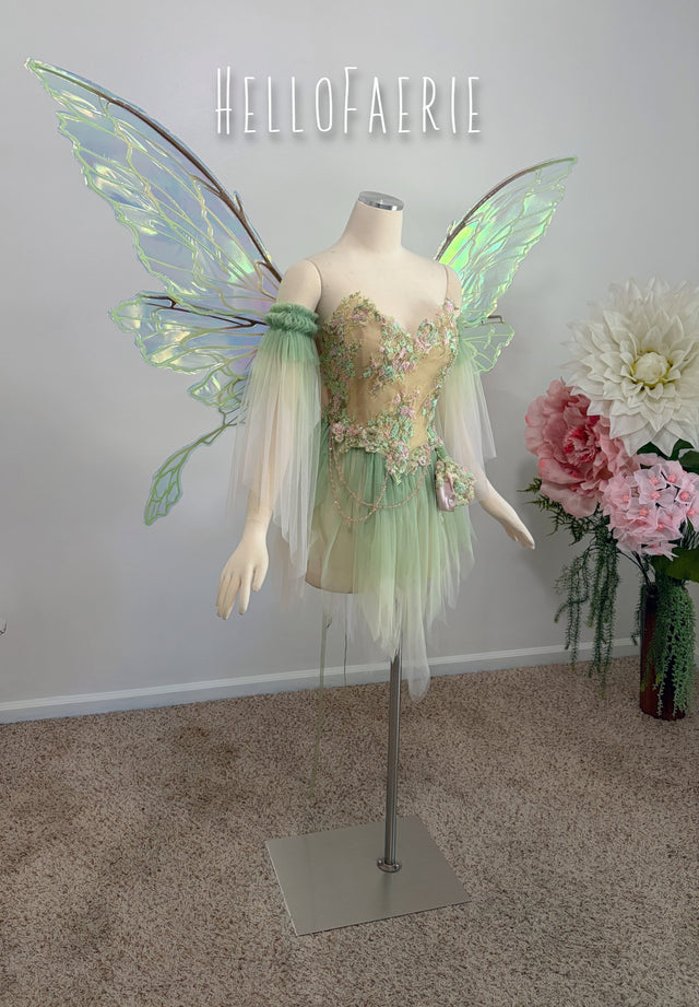 Pink Gossamer hand dyed beaded Lace Fairy Gown AS IS