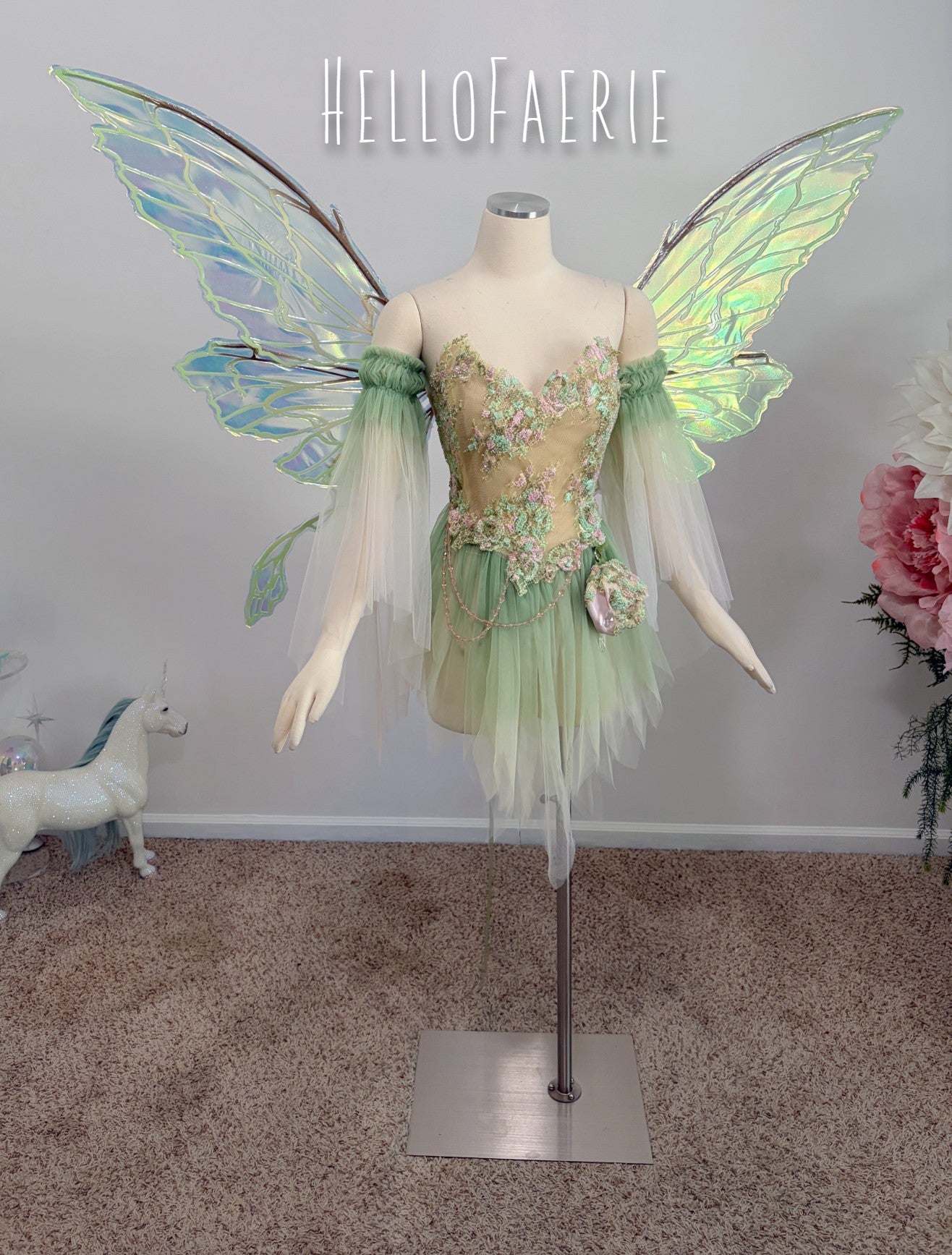 Pink Gossamer hand dyed beaded Lace Fairy Gown AS IS