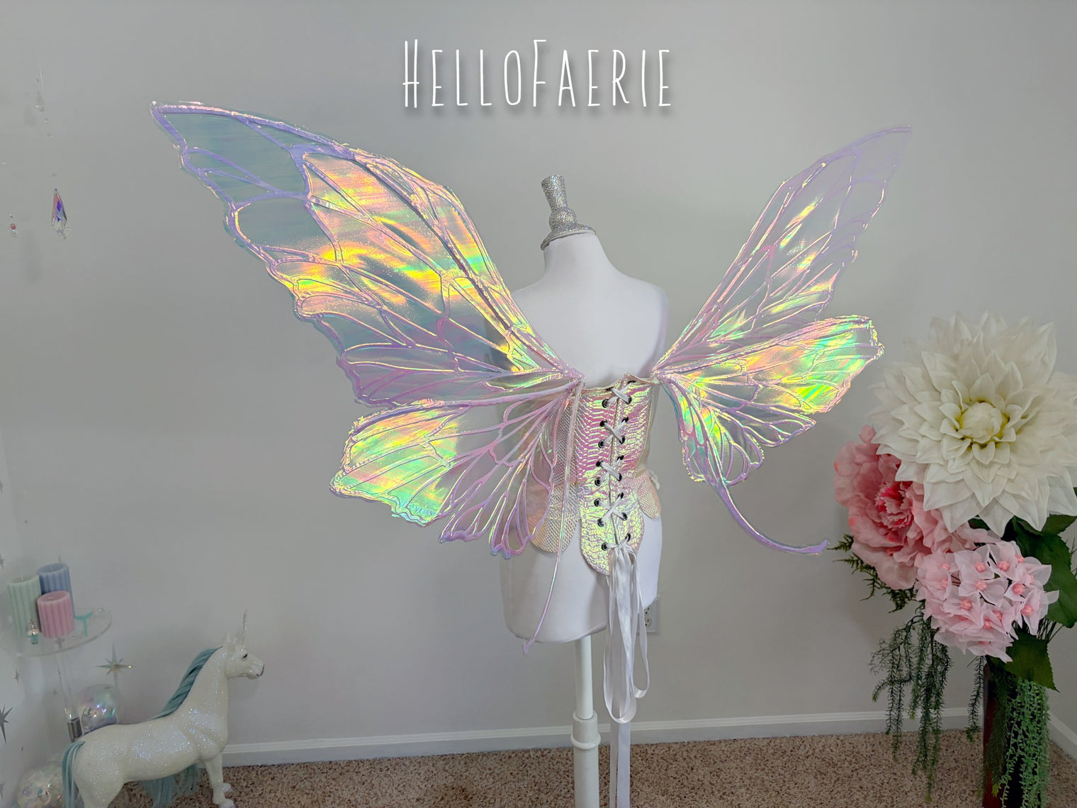 NEW Lilac and Pink Giant Helena Iridescent Fairy Wings