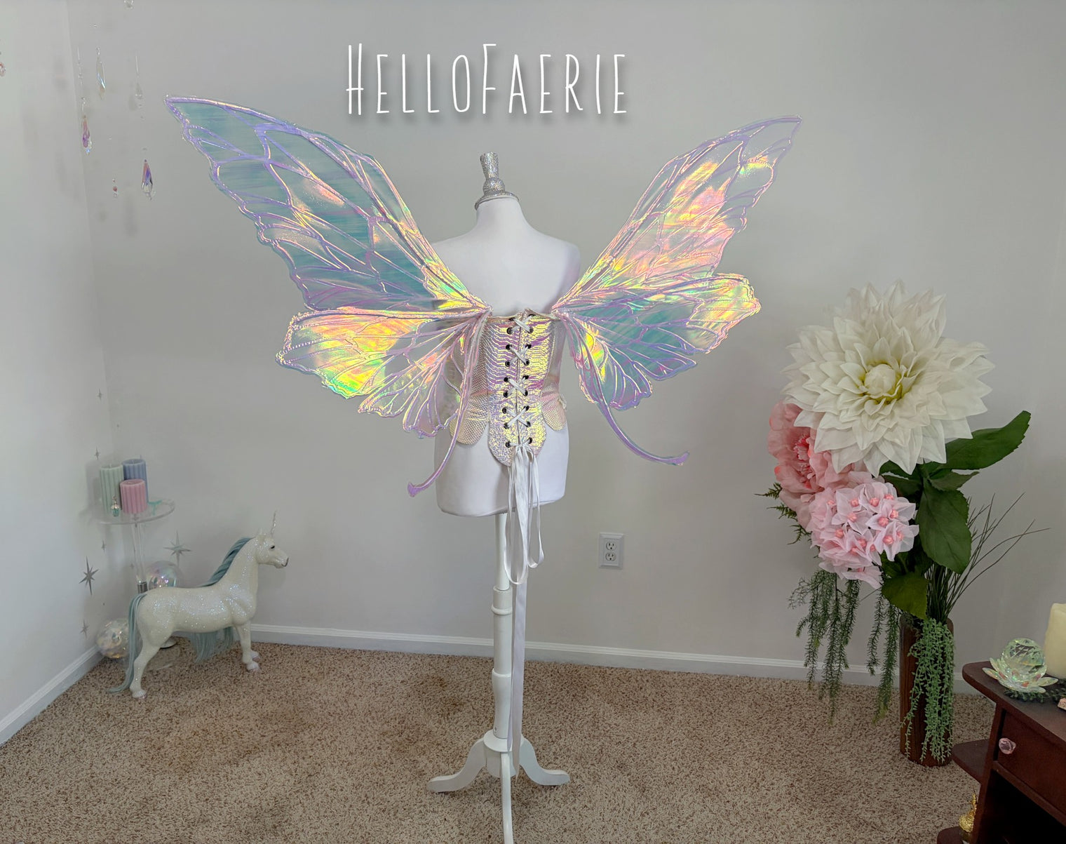 NEW Lilac and Pink Giant Helena Iridescent Fairy Wings