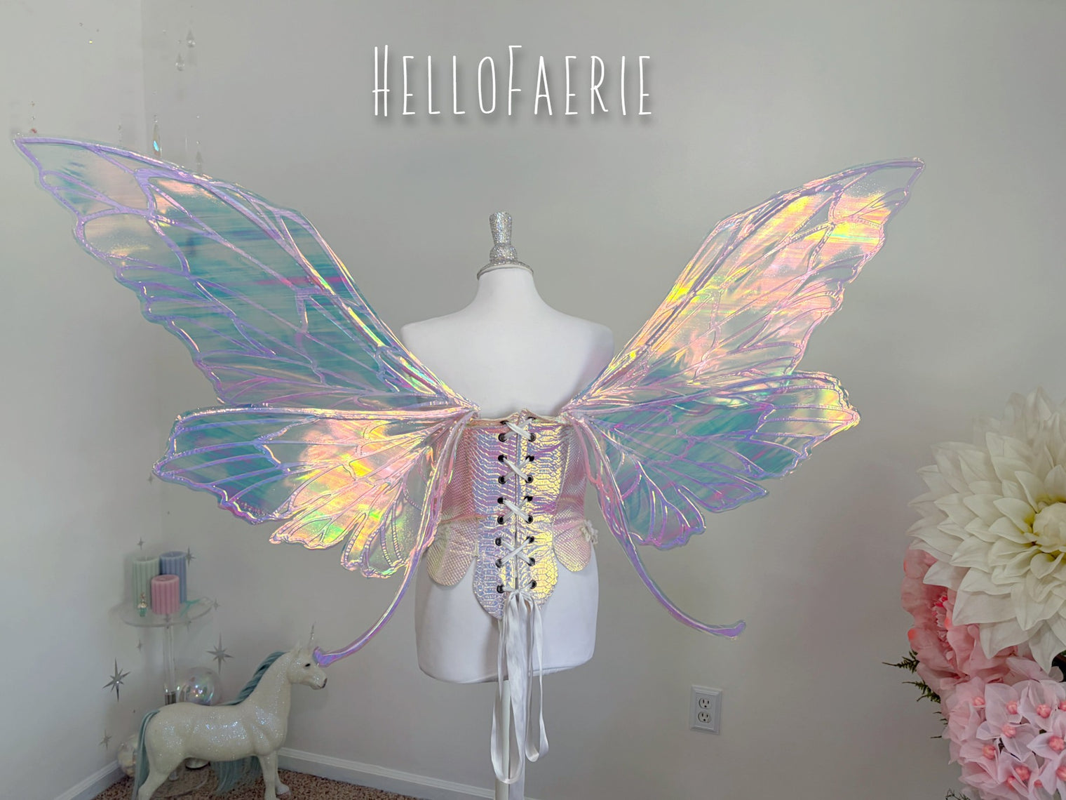 NEW Lilac and Pink Giant Helena Iridescent Fairy Wings