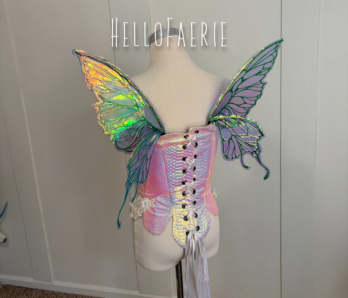 Mini Odette Beetle Green Butterfly iridescent fairy wings